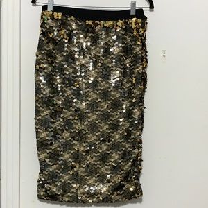 Gold Sequin Pencil Skirt